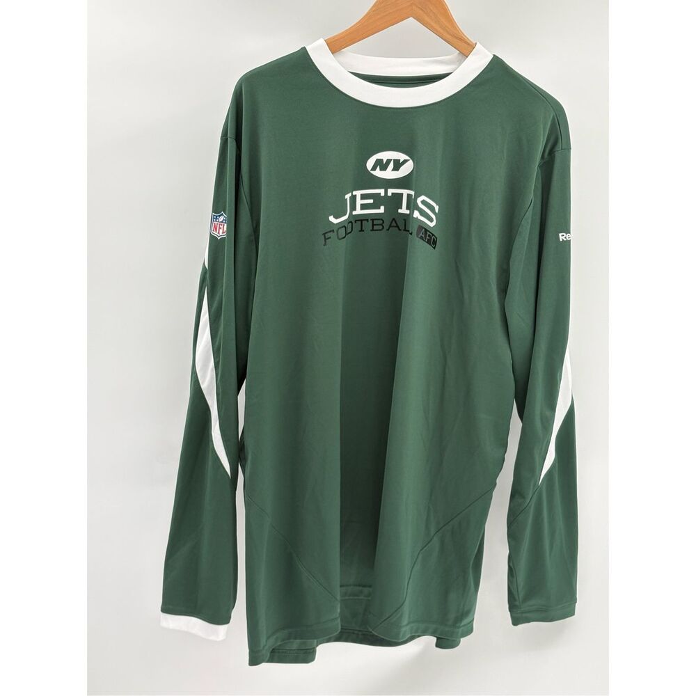 Reebok Jets Football Long Sleeve Shirt Men Size Large Green